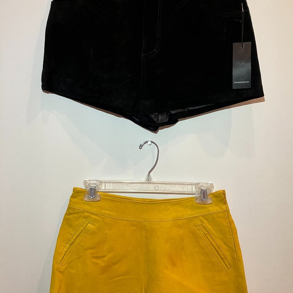 2 set - Suede Short, Black & Yellow Trim - Leather Size 27, Medium - Forever 21
